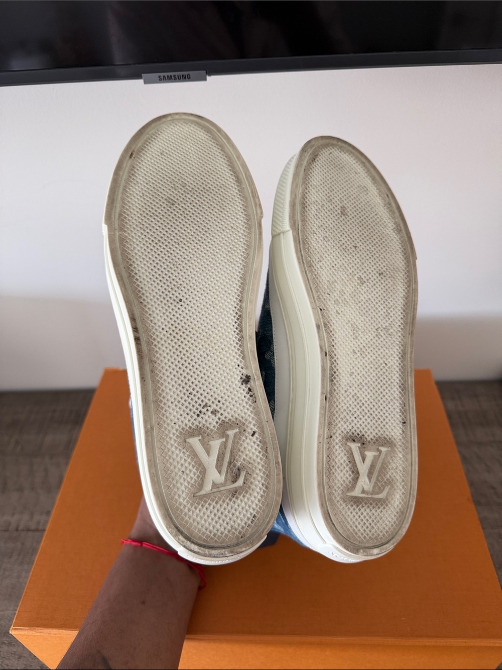 Louis Vuitton Blue Denim Monogram High-Top Sneakers - Picture 14 of 14